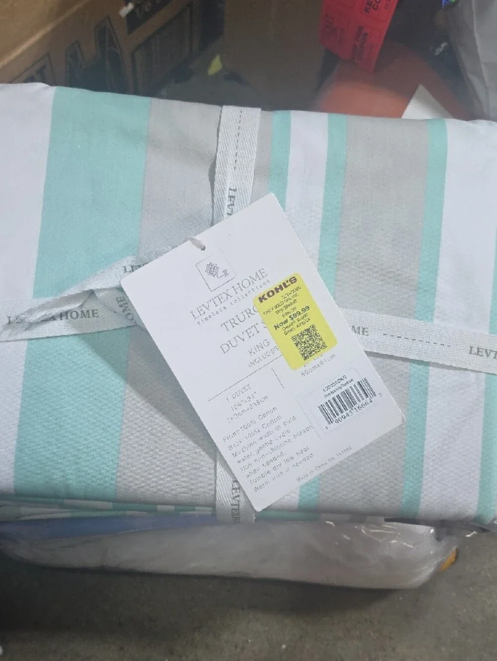 Levtex Striped Duvet Cover Set in Aqua, White, Gray